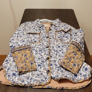 Maurices Floral Button-Up Jacket with Yellow Accents XL